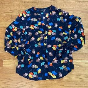 The Limited Blouse Women’s Small Floral Colorful Long Sleeve Shirt  Semi Sheer